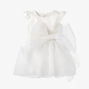 Girls Ivory Satin & Organza Dress