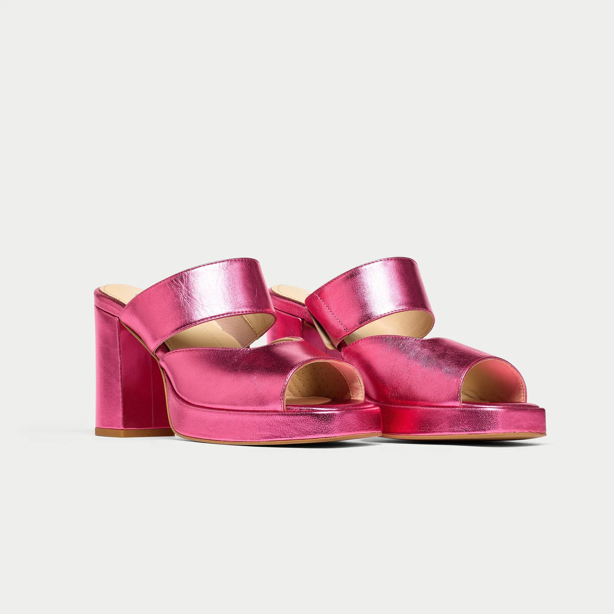 Paulette - Pink Metallic Leather