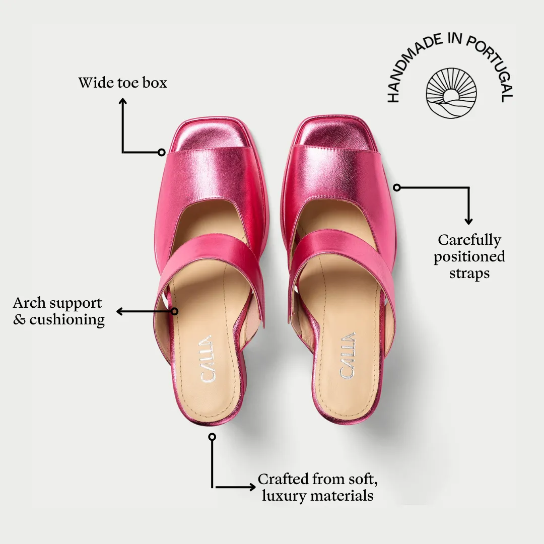 Paulette - Pink Metallic Leather